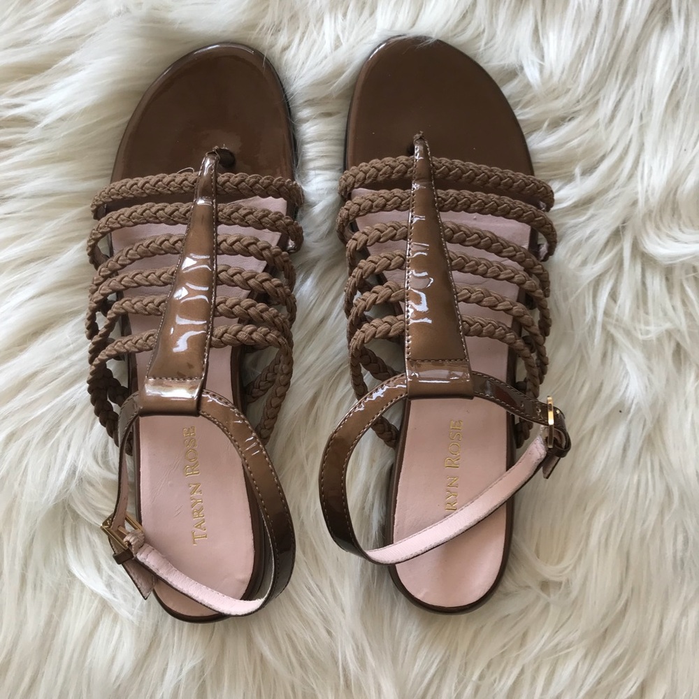 TARYN ROSE metallic braided stretch italia sandal